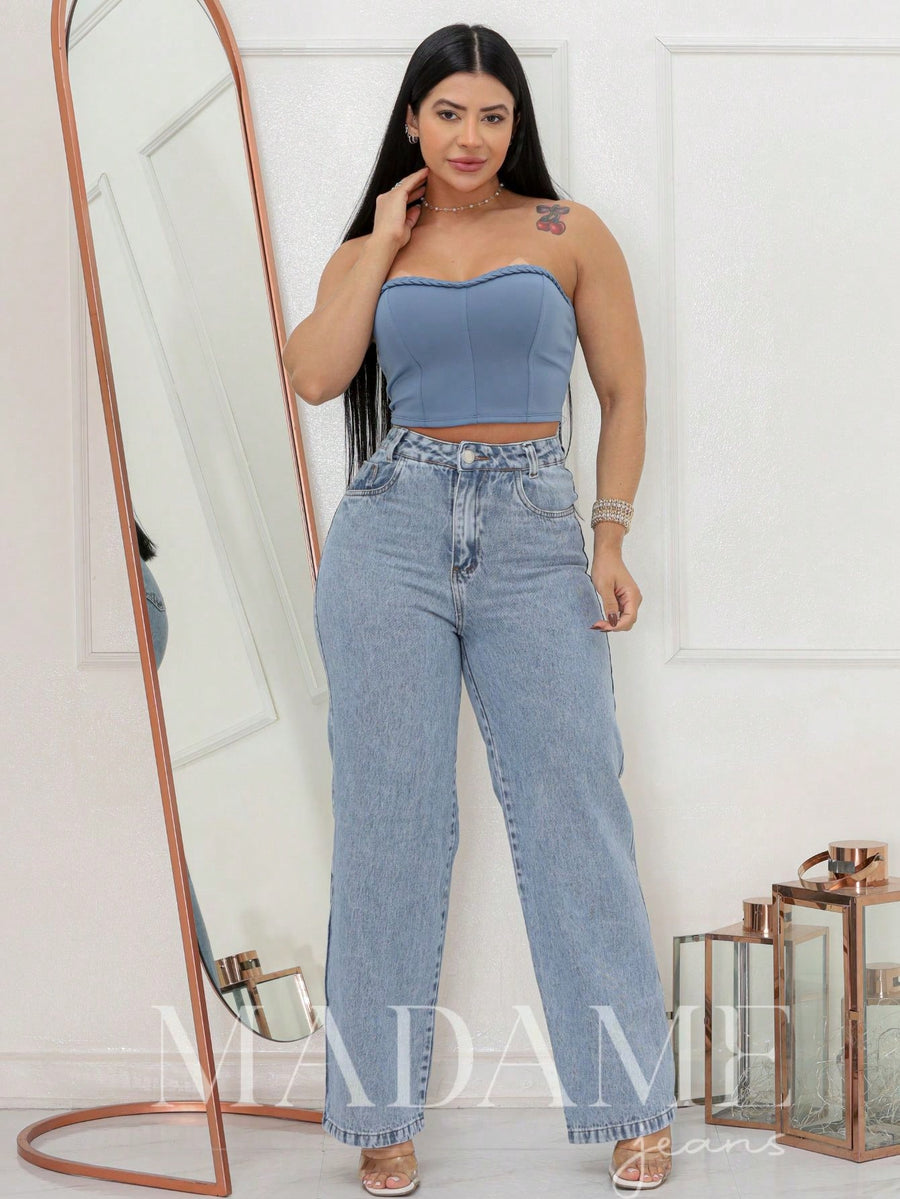 Vendedor Indicado
CALÇA JEANS FEMININA CINTURA ALTA PANTALONA WIDE LEG LAVAGEM MEDIA DENIM PREMIUM