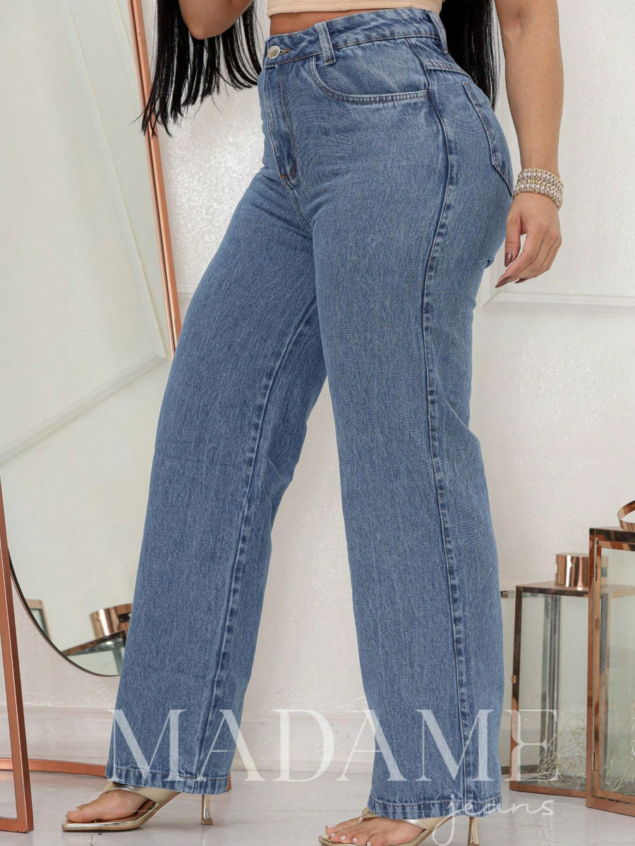 Vendedor Indicado
CALÇA JEANS FEMININA CINTURA ALTA PANTALONA WIDE LEG LAVAGEM MEDIA DENIM PREMIUM