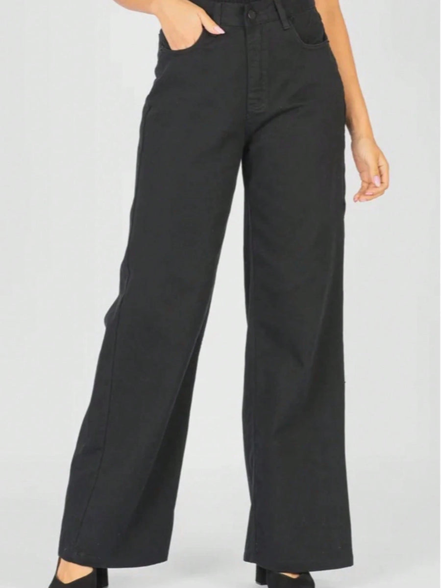 Calça Wide Leg Pantalona Jeans Feminina Cintura Alta Levanta Bumbum