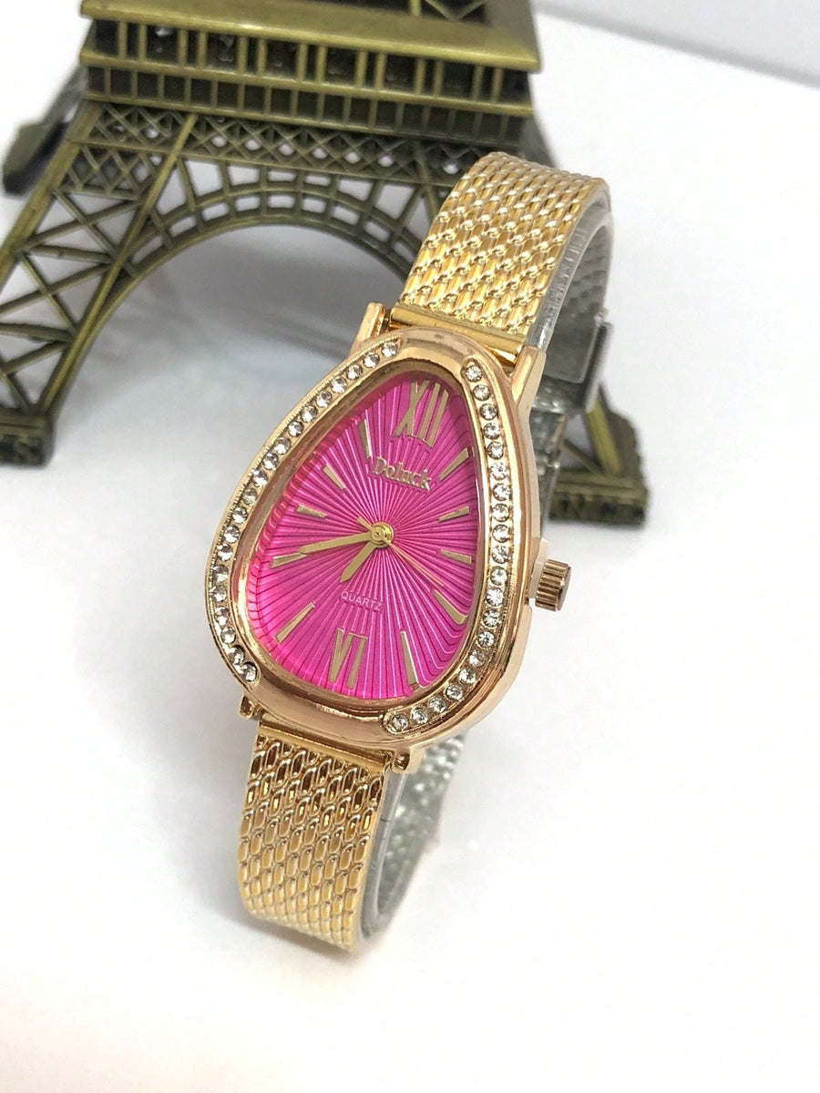 Relógio de Pulso Feminino Pulseira Elástica e plástico. Analógico Prata Rosas de ouro