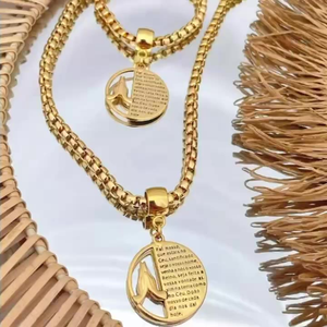 Conjunto feminino colar e pulseira Pai Nosso