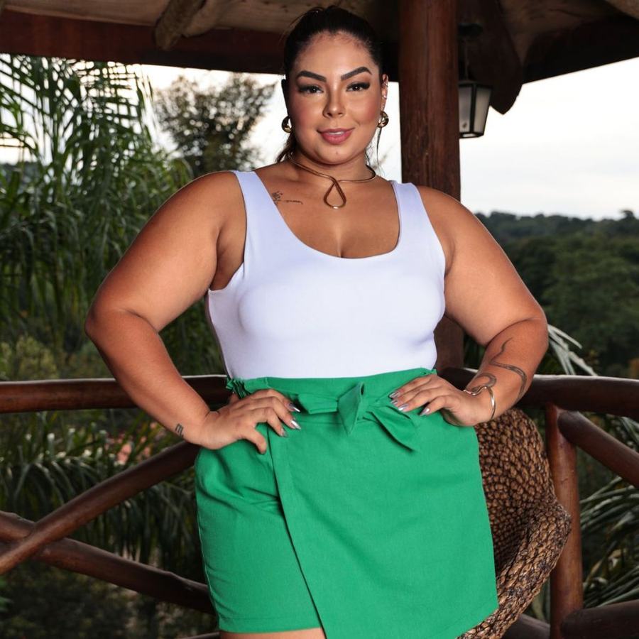 Shorts Saia Feminino Plus Size Linho Tamanho Grande