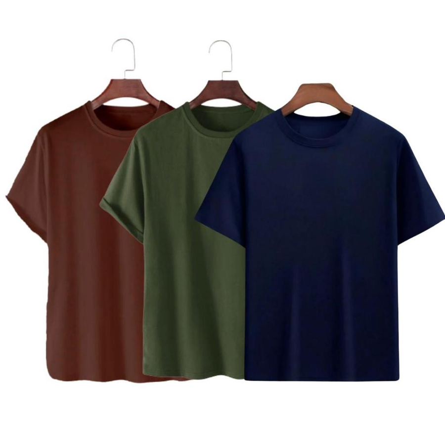 Kit 3 Camisetas Básicas Streetwear Camisa T-Shirt Masculina Slim Promoção Algodão Varias Cores