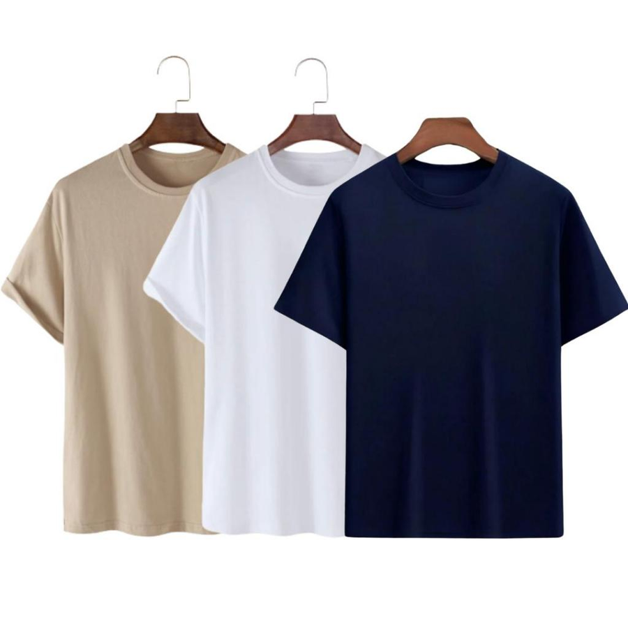 Kit 3 Camisetas Básicas Streetwear Camisa T-Shirt Masculina Slim Promoção Algodão Varias Cores
