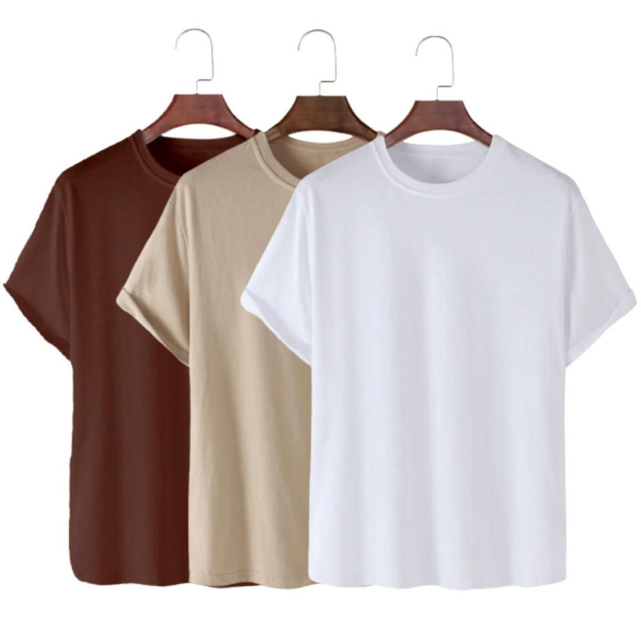 Kit 3 Camisetas Básicas Streetwear Camisa T-Shirt Masculina Slim Promoção Algodão Varias Cores