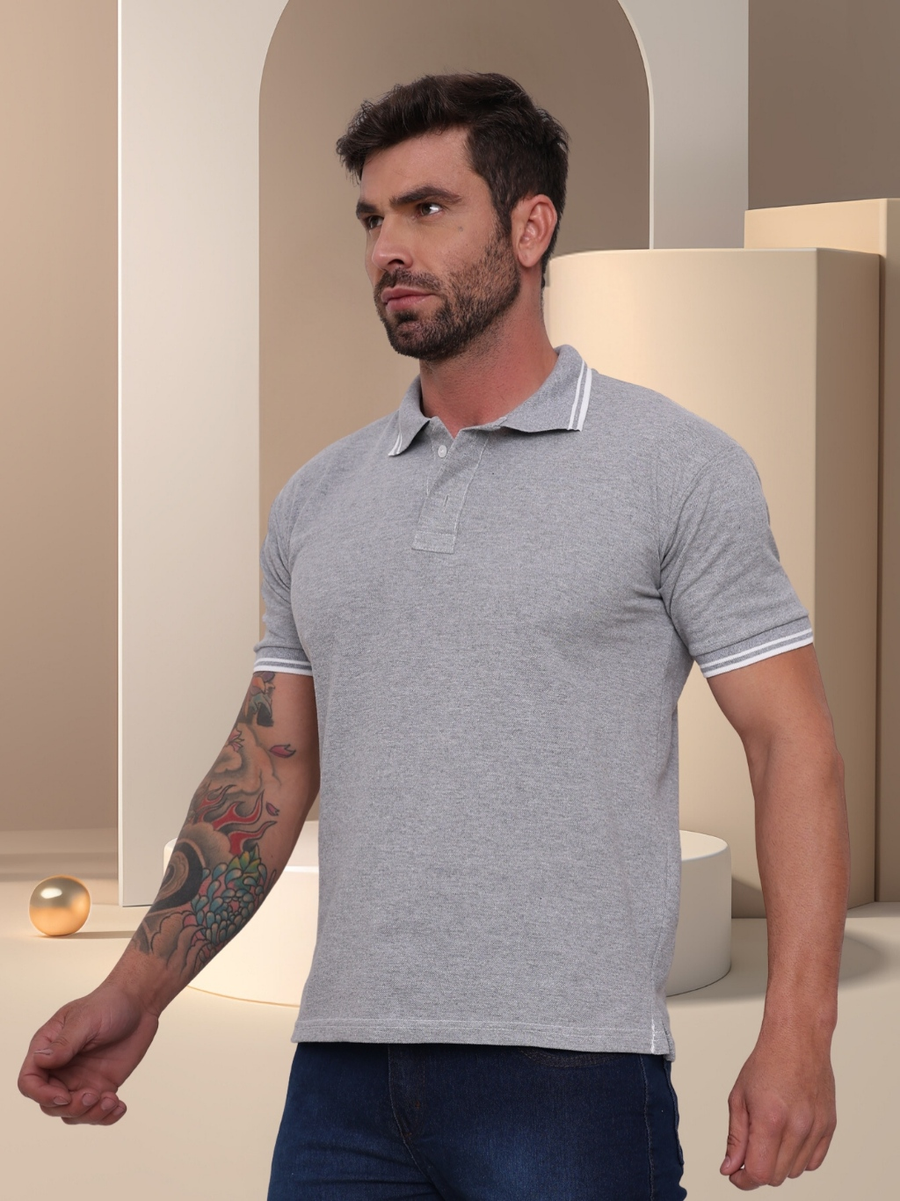 POLO Camisa Gola Masculina Camiseta de AlgodãoRoupas casuais de escritório-moda clássica