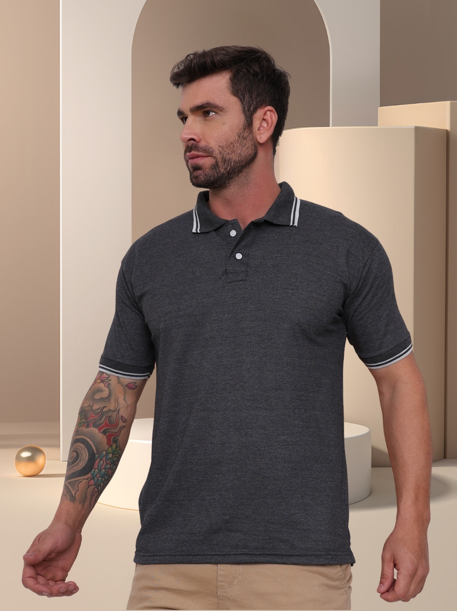 POLO Camisa Gola Masculina Camiseta de AlgodãoRoupas casuais de escritório-moda clássica