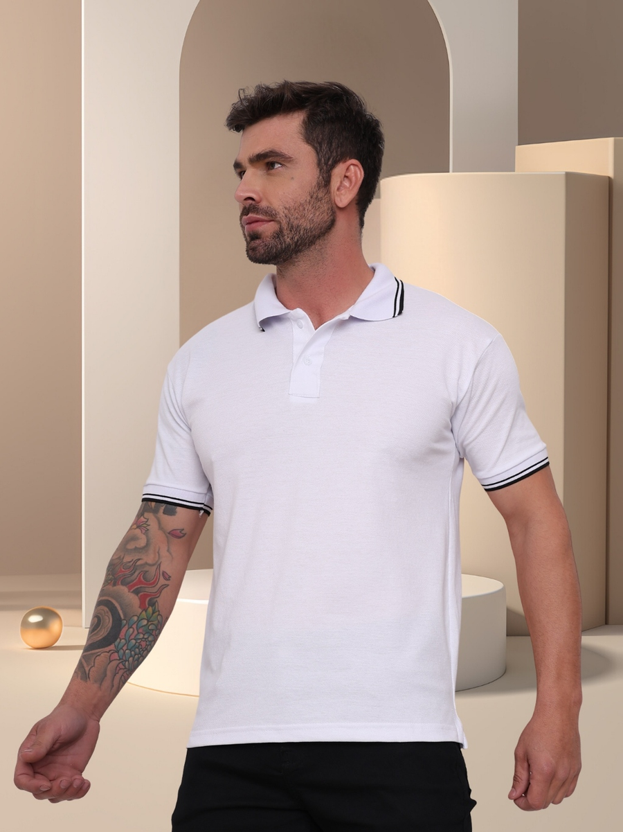 POLO Camisa Gola Masculina Camiseta de AlgodãoRoupas casuais de escritório-moda clássica