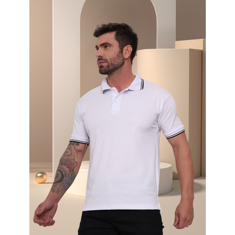 POLO Camisa Gola Masculina Camiseta de AlgodãoRoupas casuais de escritório-moda clássica