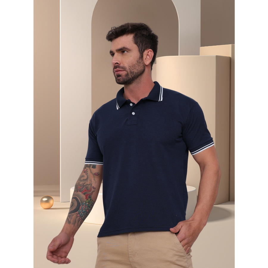 POLO Camisa Gola Masculina Camiseta de AlgodãoRoupas casuais de escritório-moda clássica