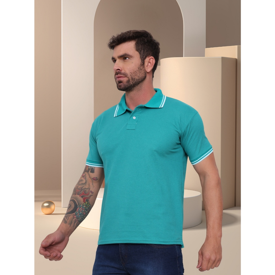 POLO Camisa Gola Masculina Camiseta de AlgodãoRoupas casuais de escritório-moda clássica