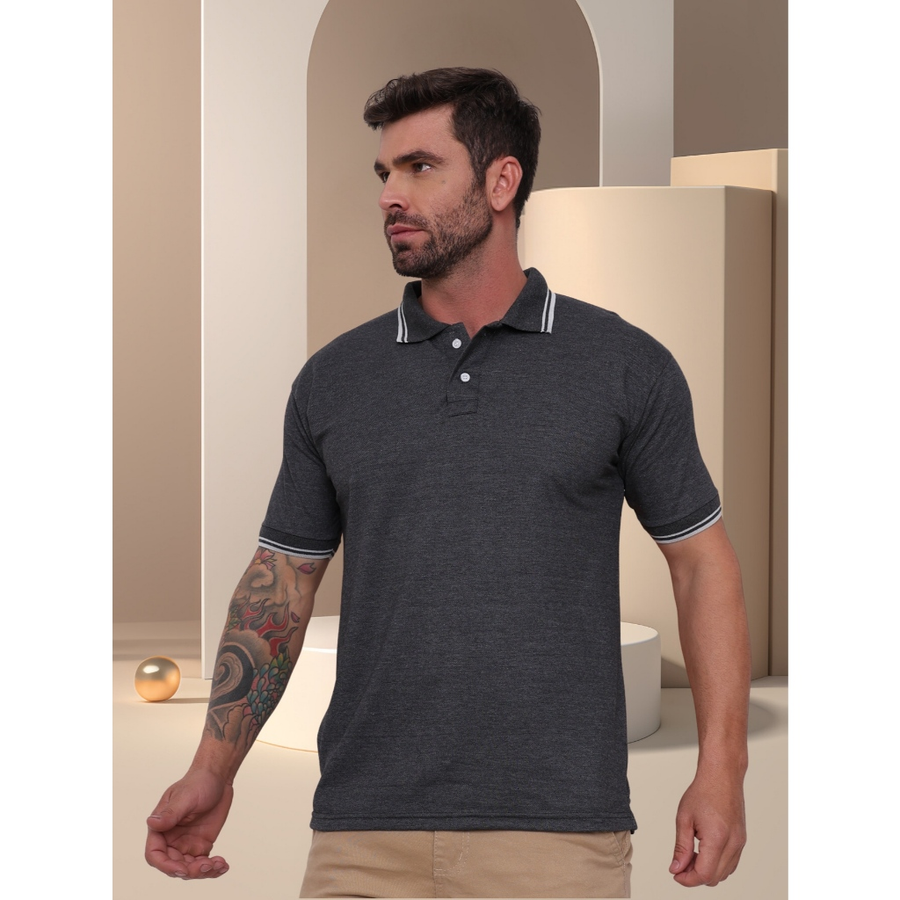 POLO Camisa Gola Masculina Camiseta de AlgodãoRoupas casuais de escritório-moda clássica