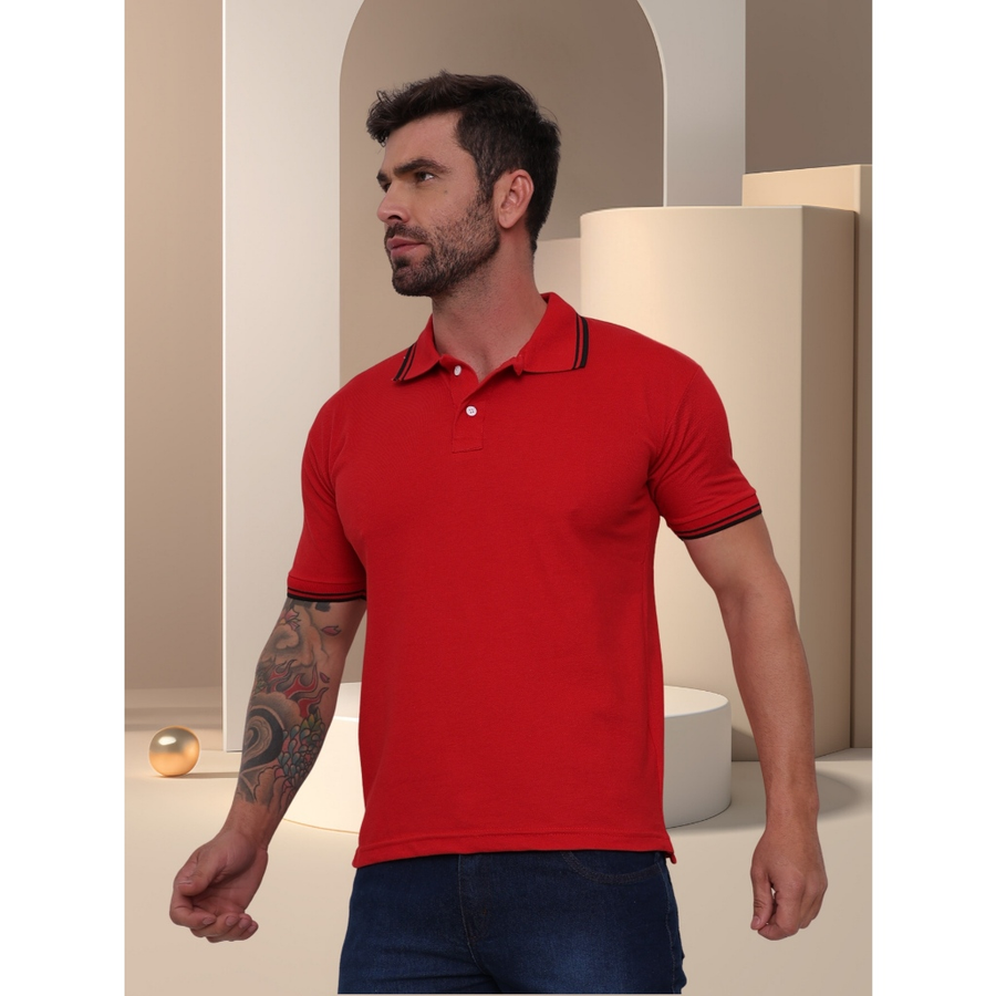 POLO Camisa Gola Masculina Camiseta de AlgodãoRoupas casuais de escritório-moda clássica