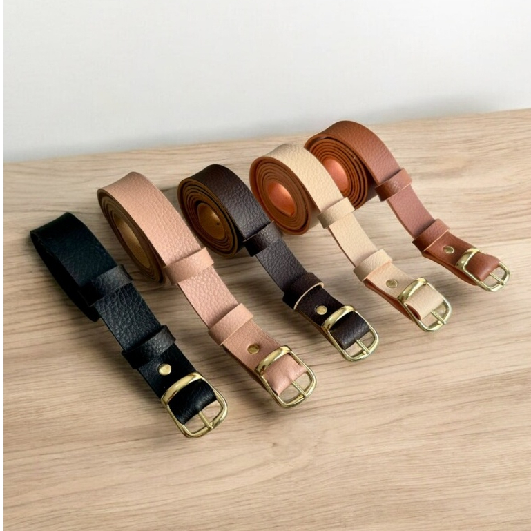 Kit 5 cintos Fino basico Feminino Varias Cores