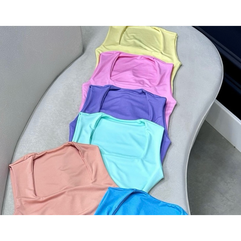 Body Feminino Regata Decotado Quadrado em Suplex Premium Forrado Elegante Básico Casual.
