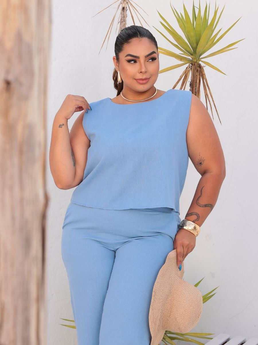 Conjunto Plus Size Feminino Blusa e Calça Estiloso Confortável
