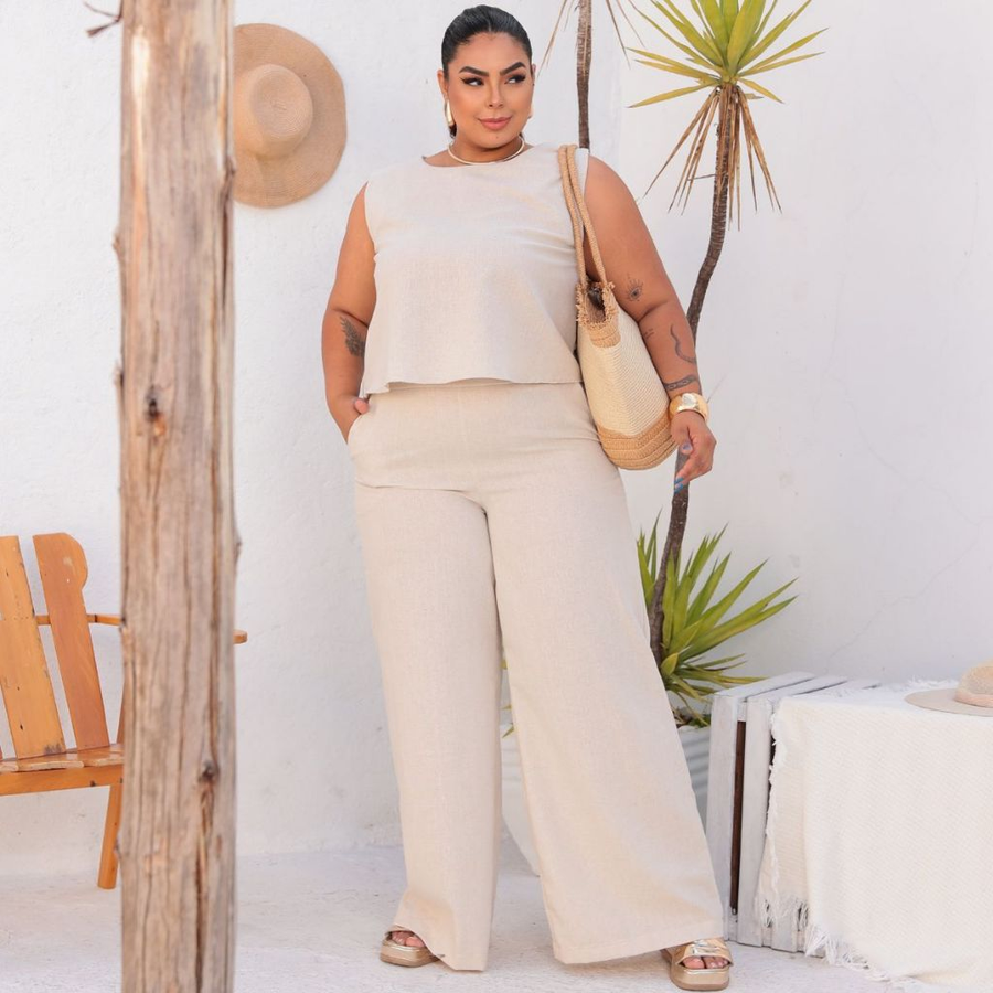 Conjunto Plus Size Feminino Blusa e Calça Estiloso Confortável