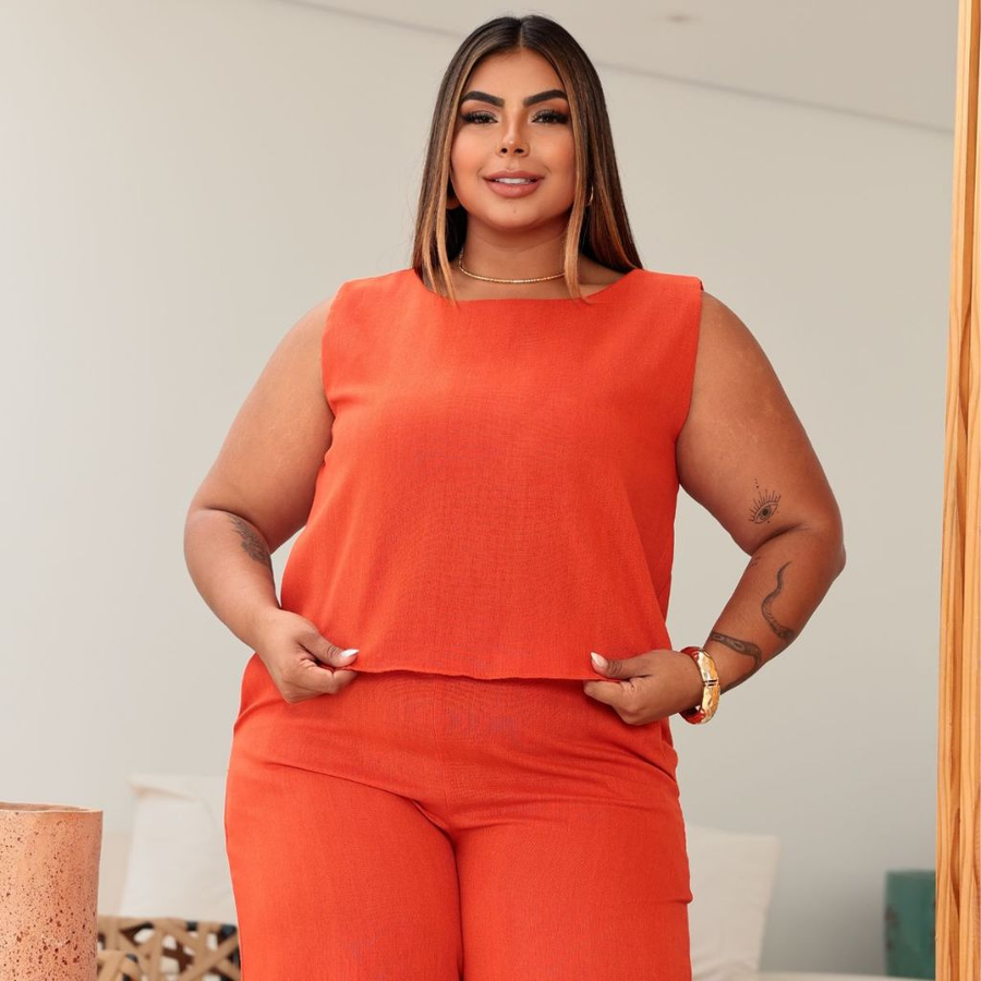 Conjunto Plus Size Feminino Blusa e Calça Estiloso Confortável