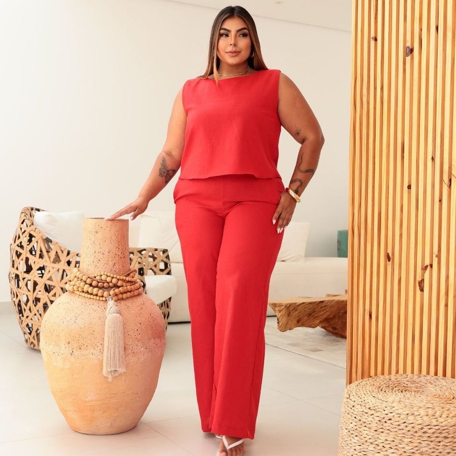 Conjunto Plus Size Feminino Blusa e Calça Estiloso Confortável