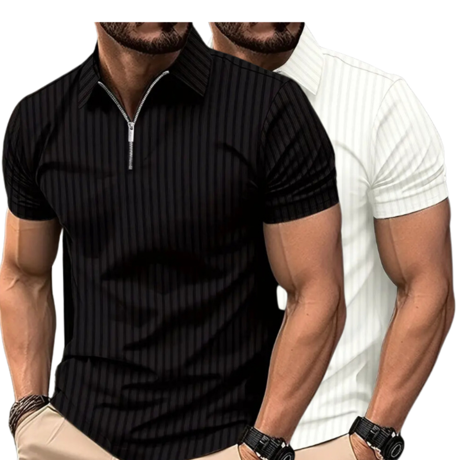 Kit 2 camisas Camiseta Polo Manga Curta Com Ziper Masculina Malha Canelada