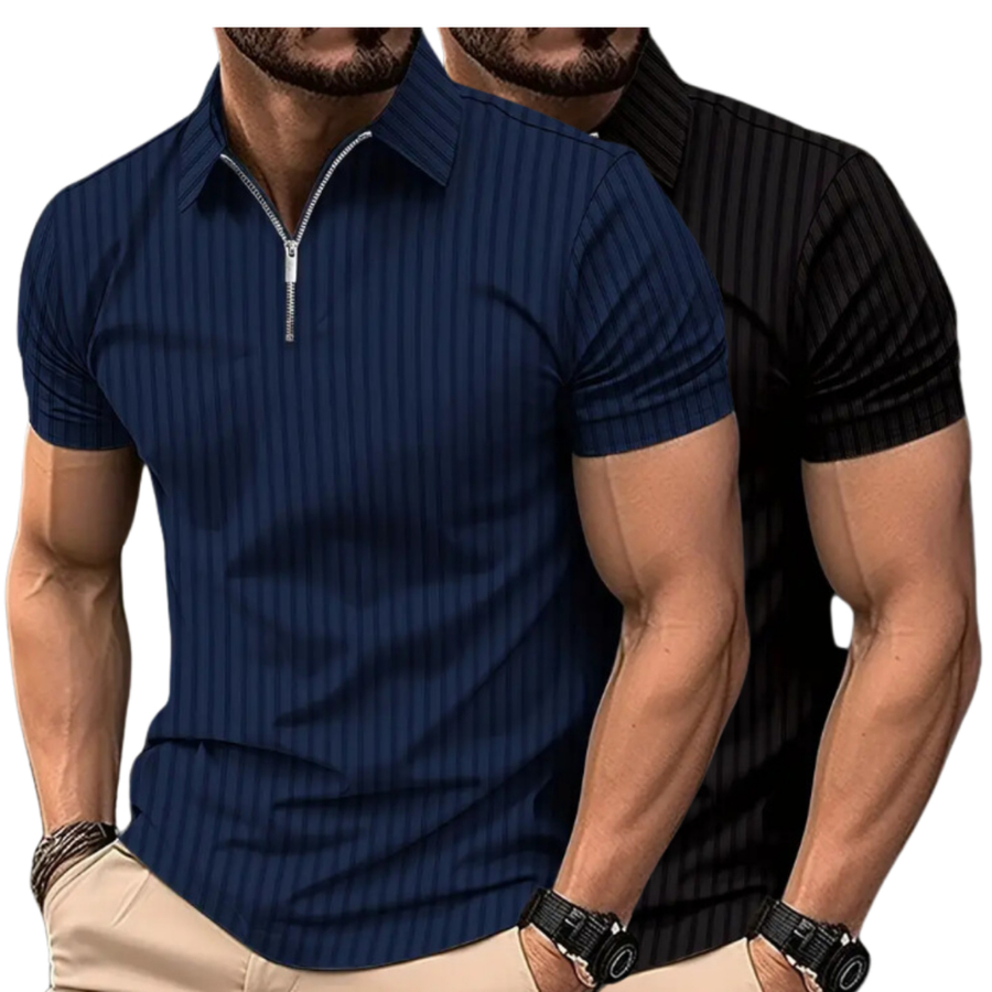 Kit 2 camisas Camiseta Polo Manga Curta Com Ziper Masculina Malha Canelada