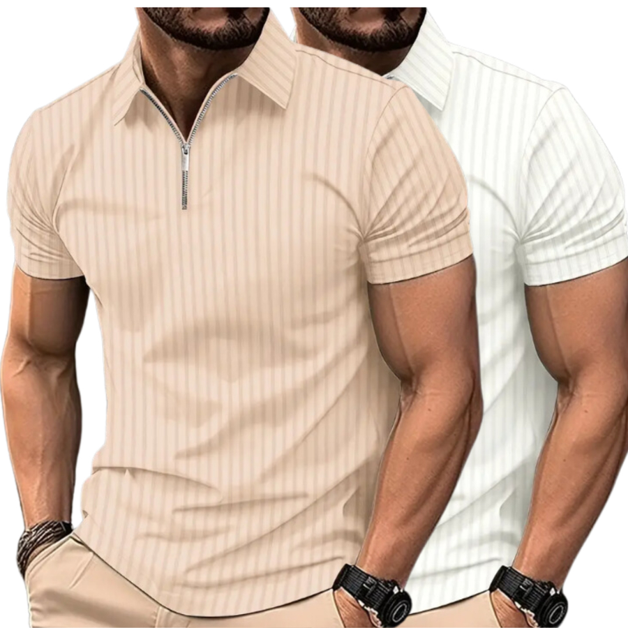 Kit 2 camisas Camiseta Polo Manga Curta Com Ziper Masculina Malha Canelada