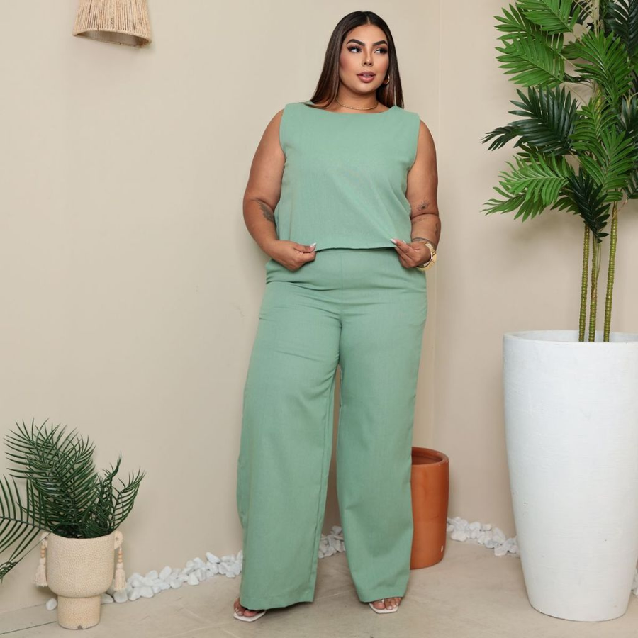 Conjunto Plus Size Feminino Blusa e Calça Estiloso Confortável