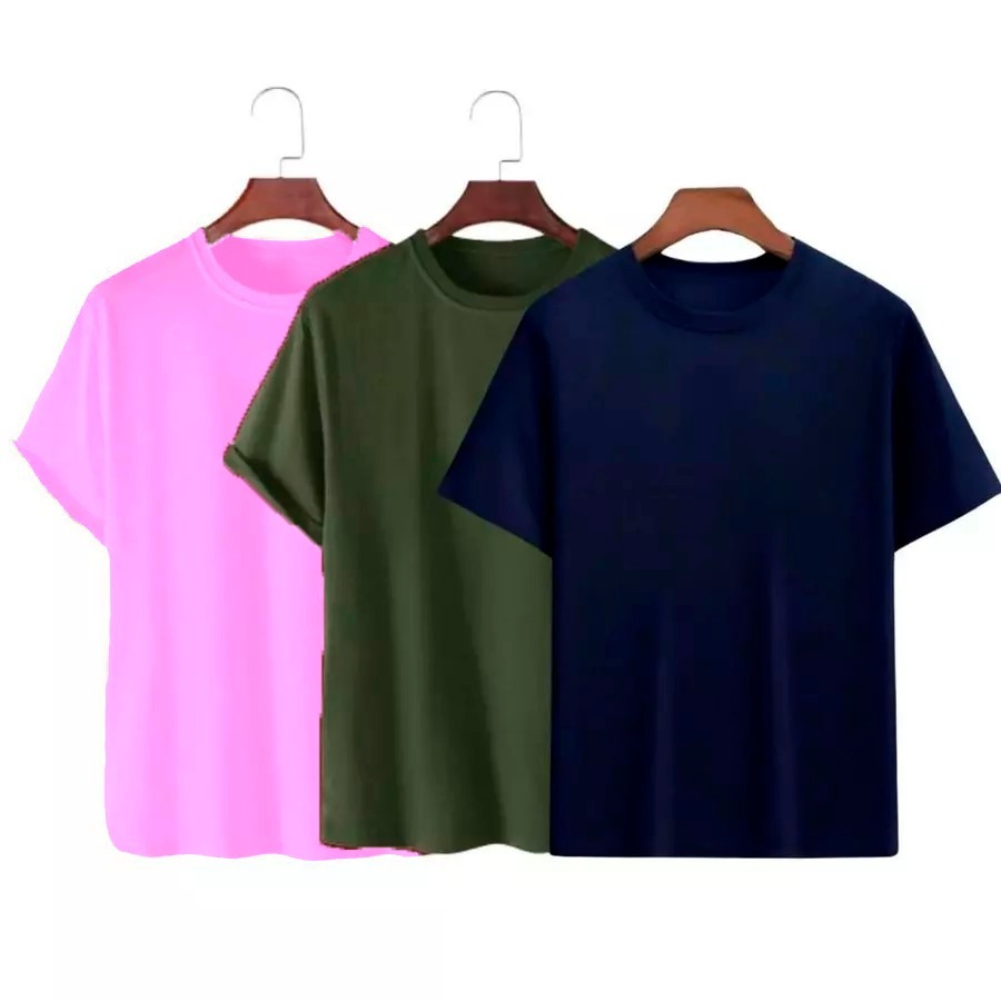 Kit 3 Camisetas Básicas Streetwear Camisa T-Shirt Masculina Slim Promoção Algodão Varias Cores