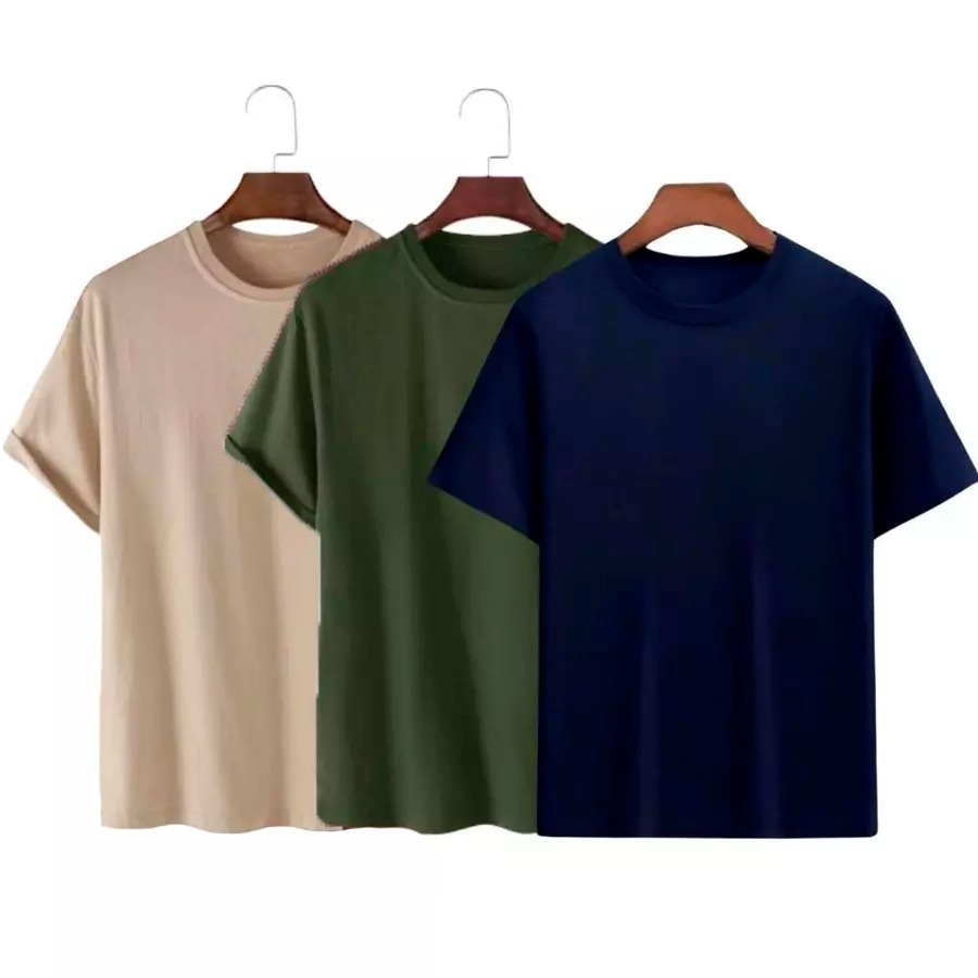 Kit 3 Camisetas Básicas Streetwear Camisa T-Shirt Masculina Slim Promoção Algodão Varias Cores