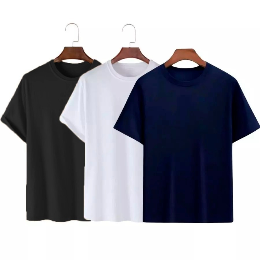 Kit 3 Camisetas Básicas Streetwear Camisa T-Shirt Masculina Slim Promoção Algodão Varias Cores