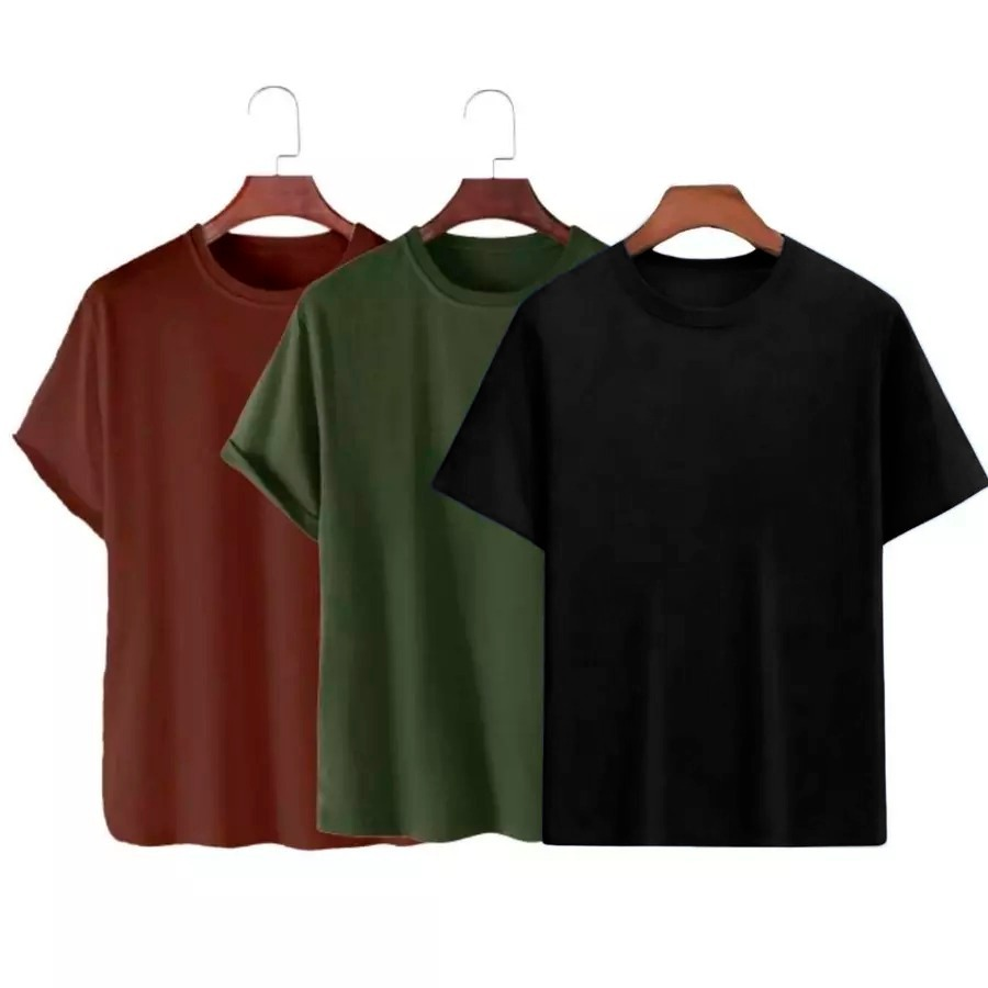 Kit 3 Camisetas Básicas Streetwear Camisa T-Shirt Masculina Slim Promoção Algodão Varias Cores