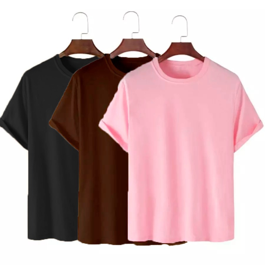 Kit 3 Camisetas Básicas Streetwear Camisa T-Shirt Masculina Slim Promoção Algodão Varias Cores