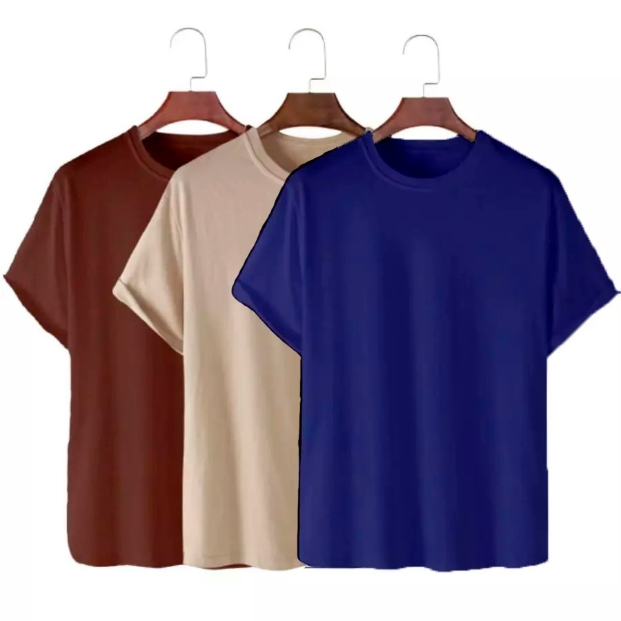 Kit 3 Camisetas Básicas Streetwear Camisa T-Shirt Masculina Slim Promoção Algodão Varias Cores