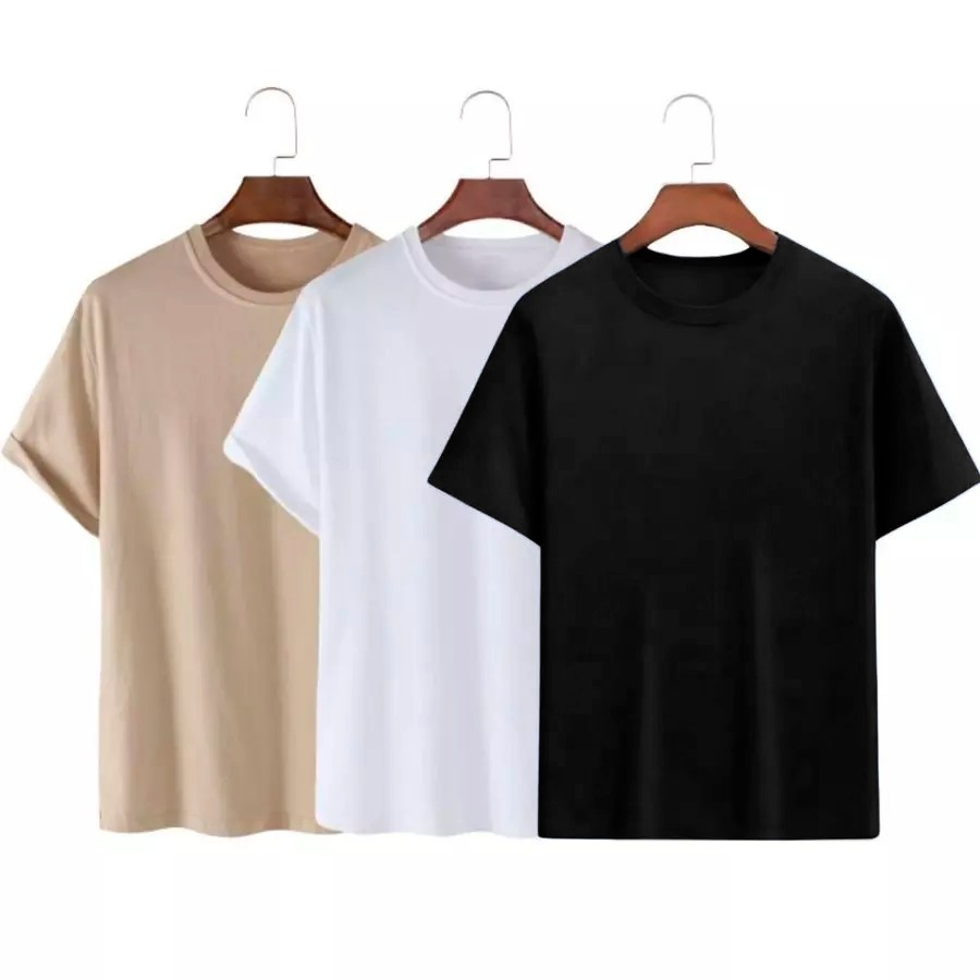 Kit 3 Camisetas Básicas Streetwear Camisa T-Shirt Masculina Slim Promoção Algodão Varias Cores