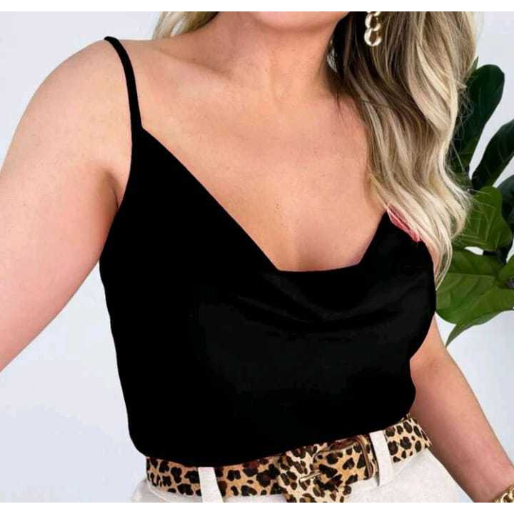 Blusa Feminina Regata Gola Boba Elegante Alça Regulavel
