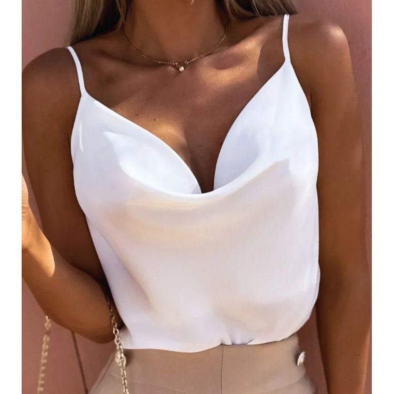 Blusa Feminina Regata Gola Boba Elegante Alça Regulavel