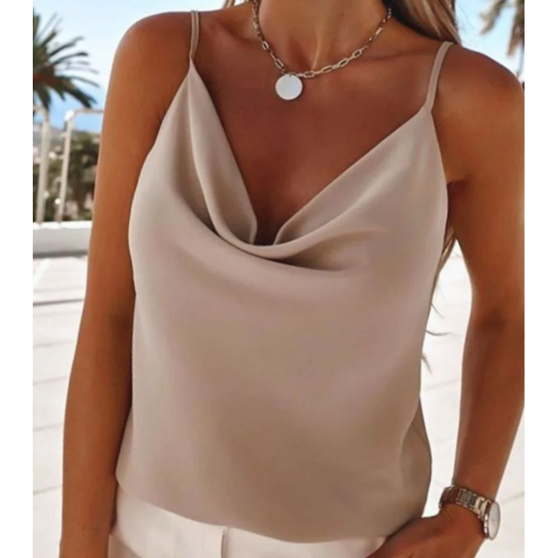 Blusa Feminina Regata Gola Boba Elegante Alça Regulavel