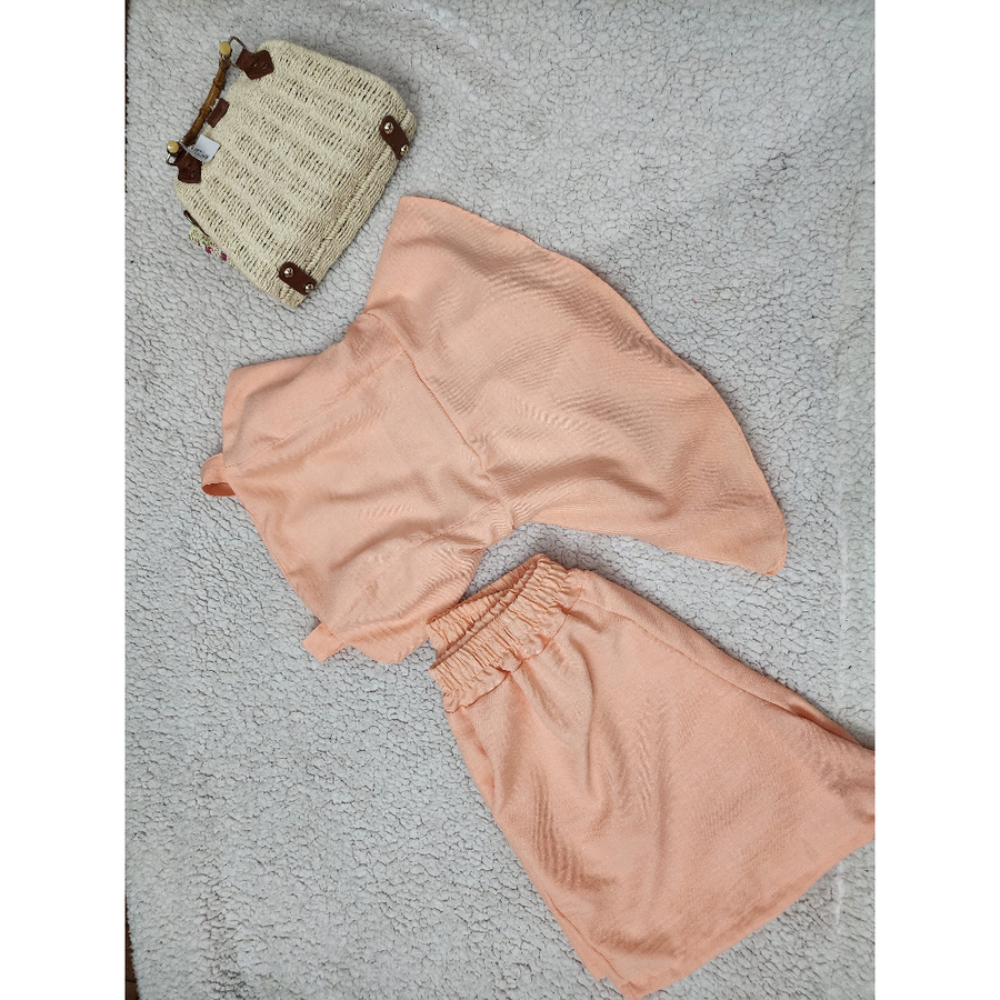 Conjunto Feminino Assimetrico Plus Size Blusa y Short com alça regulavel