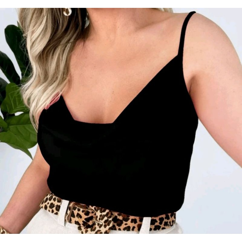 Blusa Feminina Regata Gola Boba Elegante Alça Regulavel