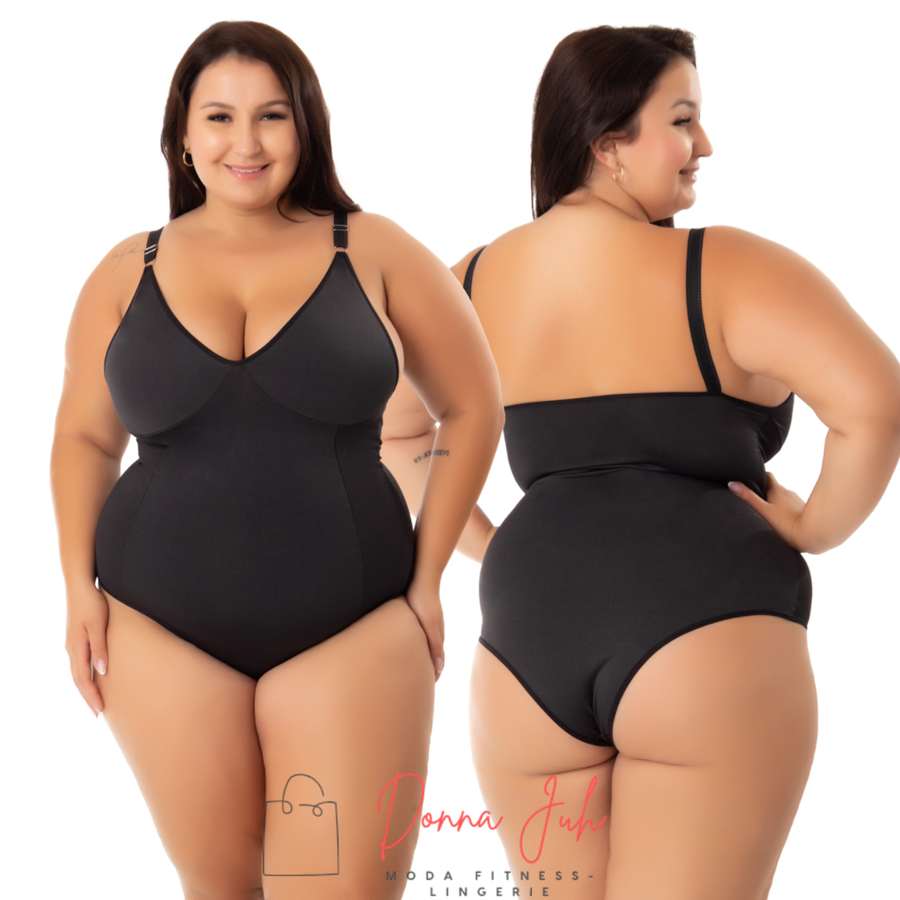 Cinta Body Modelador Com Decote Compressão Sem Bojo Suplex Alça Reforçada Regulagem P M G GG 50 52