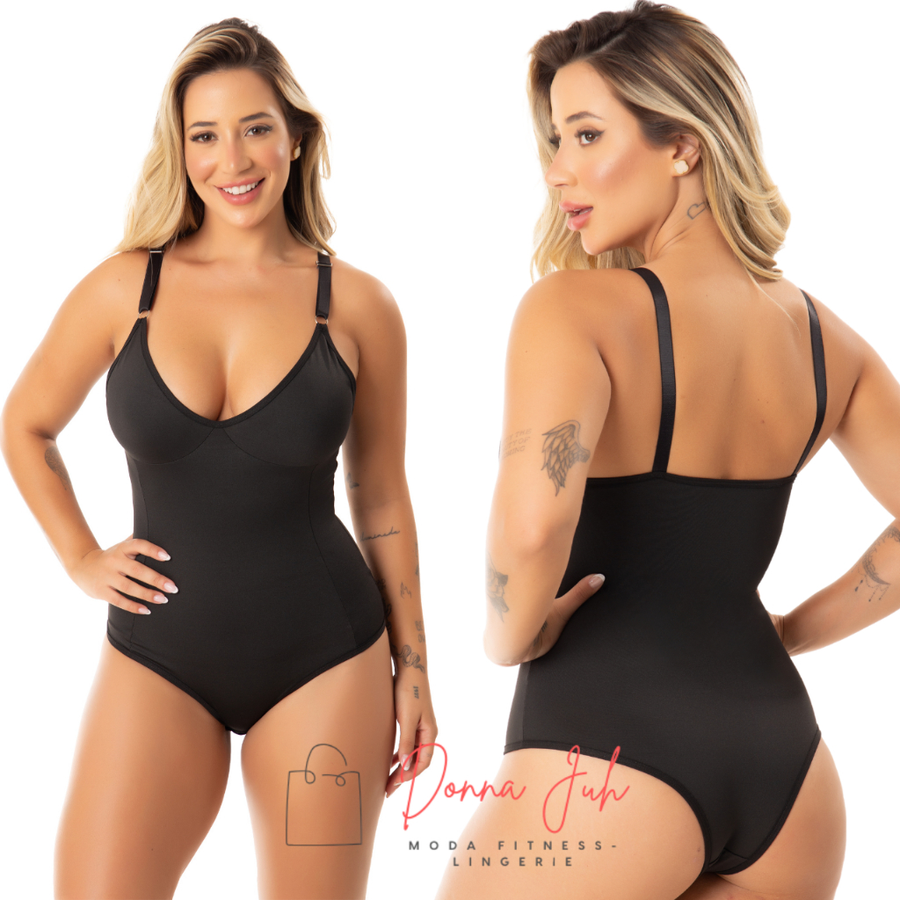 Cinta Body Modelador Com Decote Compressão Sem Bojo Suplex Alça Reforçada Regulagem P M G GG 50 52