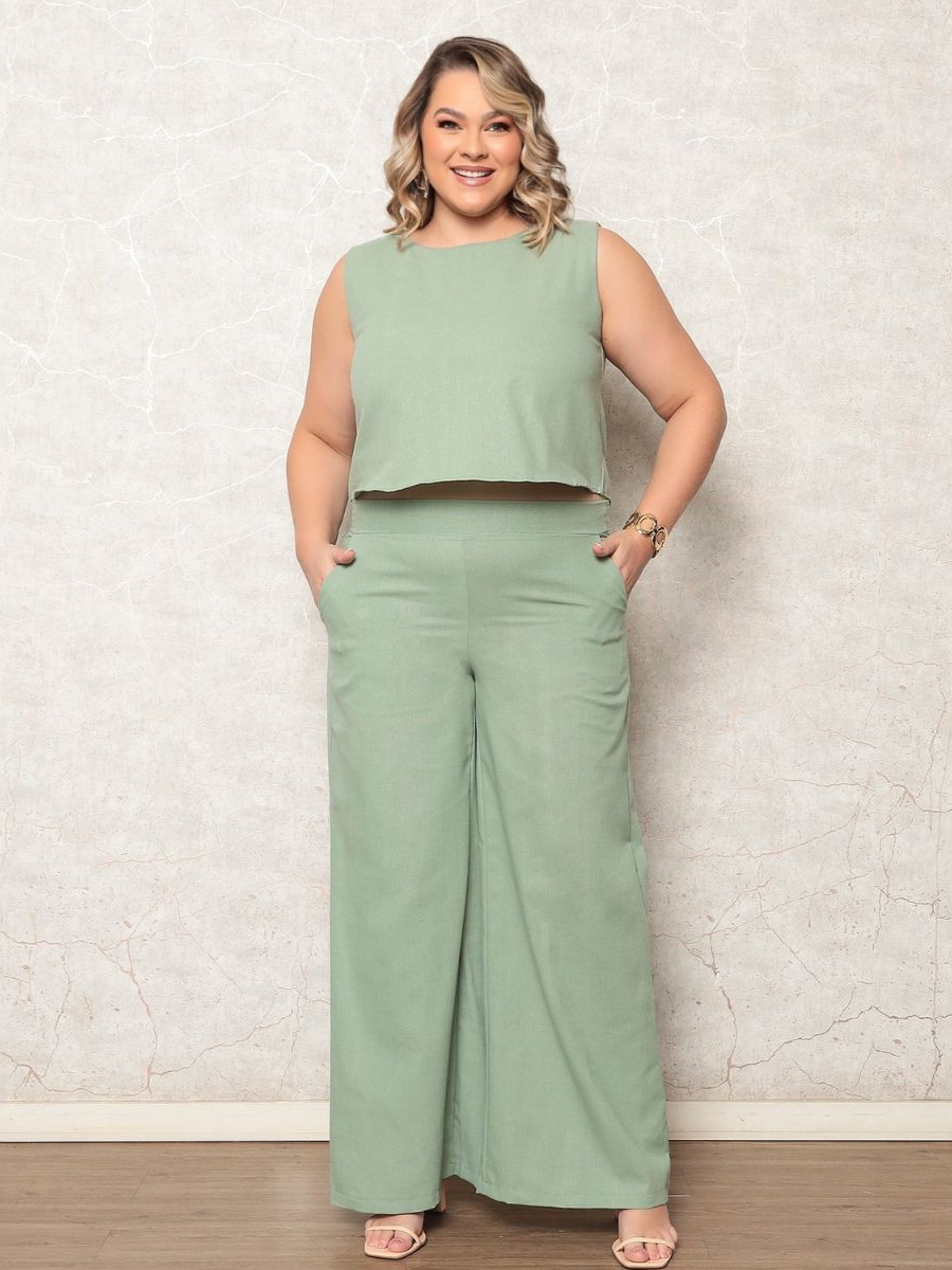 Conjunto Plus Size Feminino Blusa e Calça Estiloso Confortável