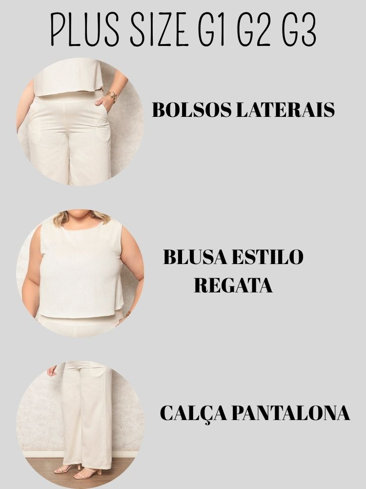 Conjunto Plus Size Feminino Blusa e Calça Estiloso Confortável
