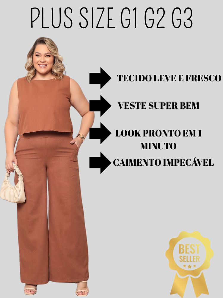 Conjunto Plus Size Feminino Blusa e Calça Estiloso Confortável