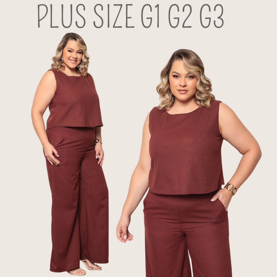 Conjunto Plus Size Feminino Blusa e Calça Estiloso Confortável