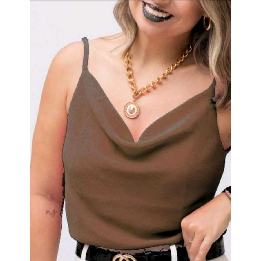 Blusa Feminina Regata Gola Boba Elegante Alça Regulavel
