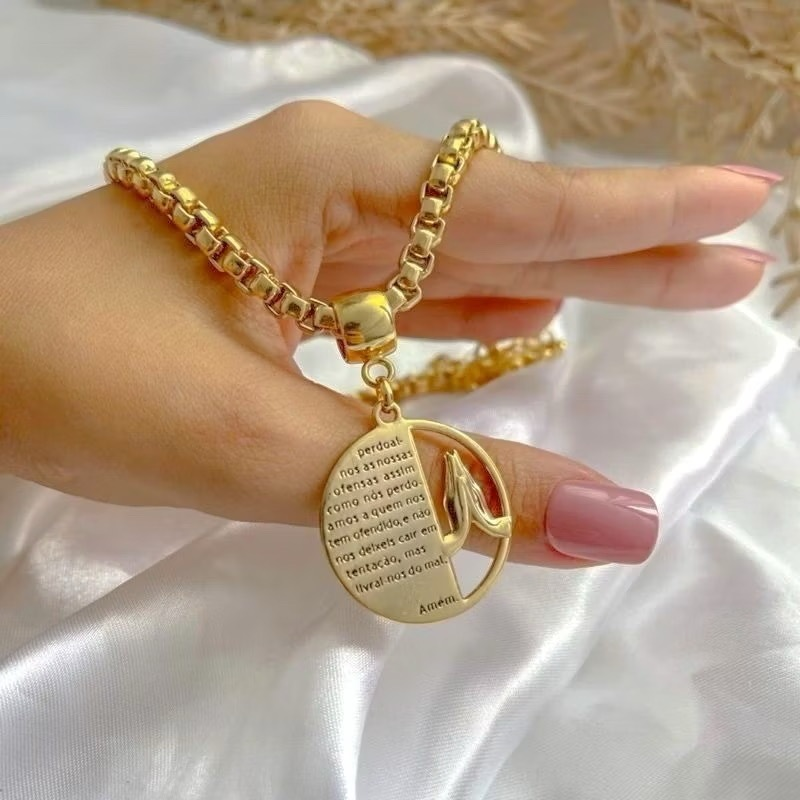 Conjunto feminino colar e pulseira Pai Nosso